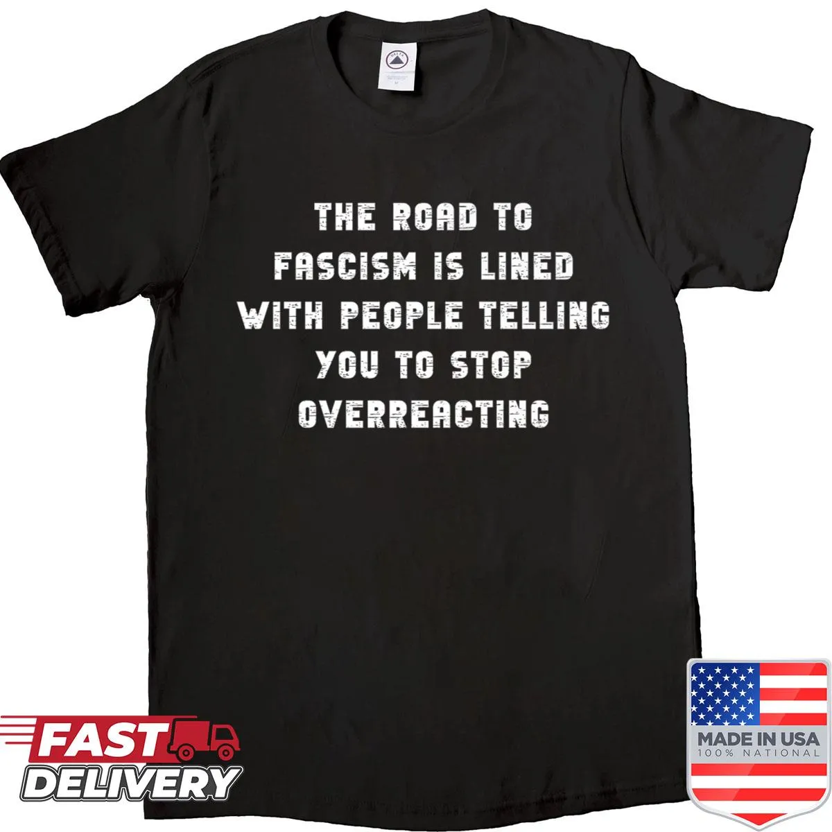Anti-Trump resistance shirt with bold text about fascism