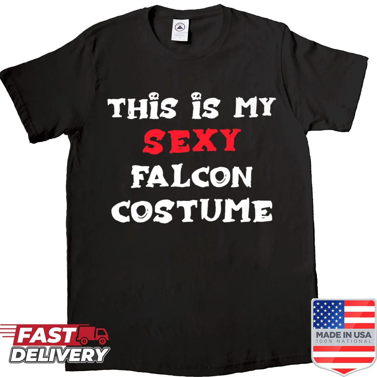 Charming Halloween shirt with a falcon illustration for costume fun.