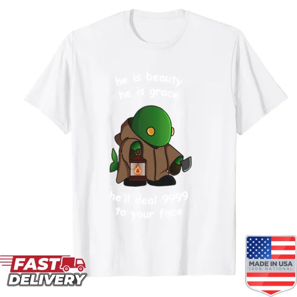 Black shirt featuring a silhouette of the Tonberry character.