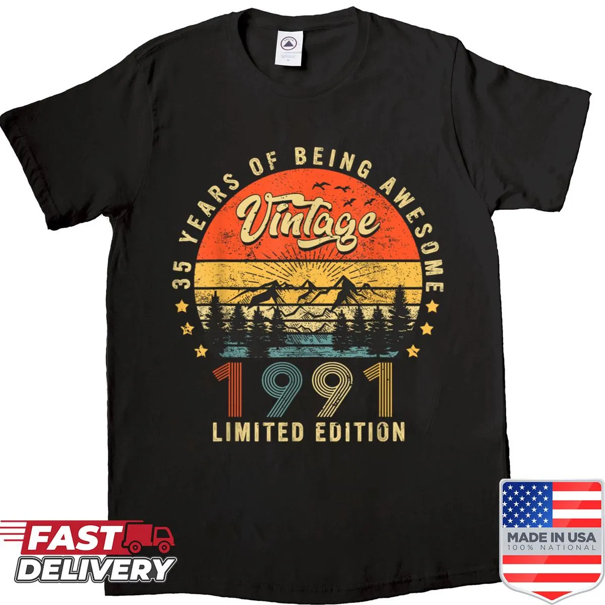 Vintage 1991 design celebrating 35th birthday