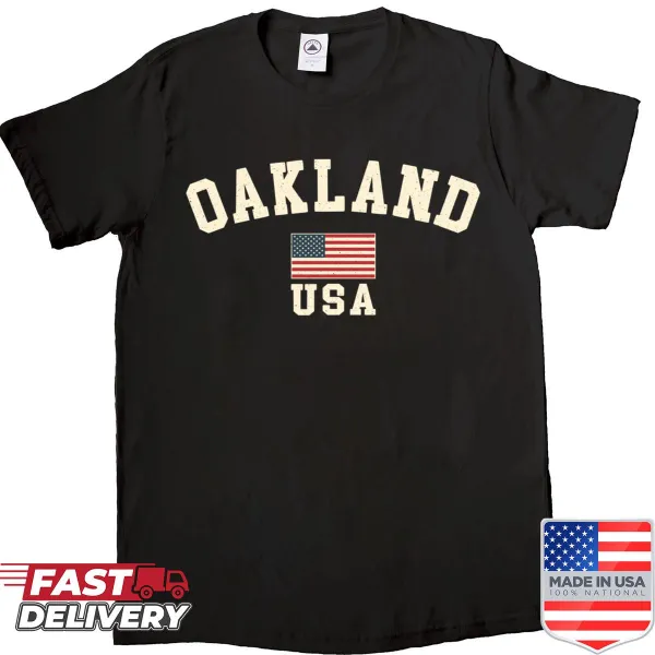 Vintage Oakland American flag souvenir shirt