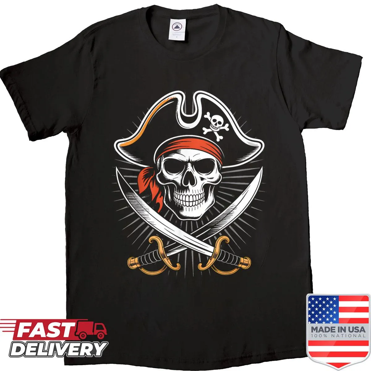 Funny Halloween shirt with a pirate skull design