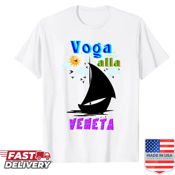 Illustrative shirt depicting Voga Alla Veneta, a traditional Venetian rowing style