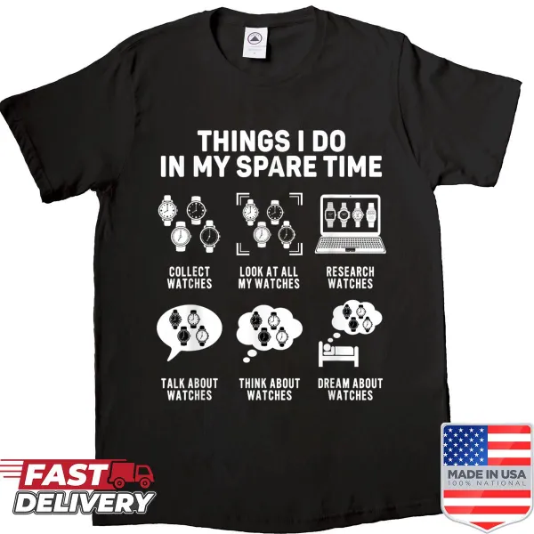 Illustrative shirt for watch collectors featuring watch mechanisms