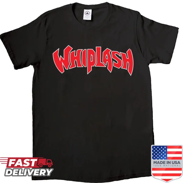 Shirt featuring a design celebrating Whiplash band music.