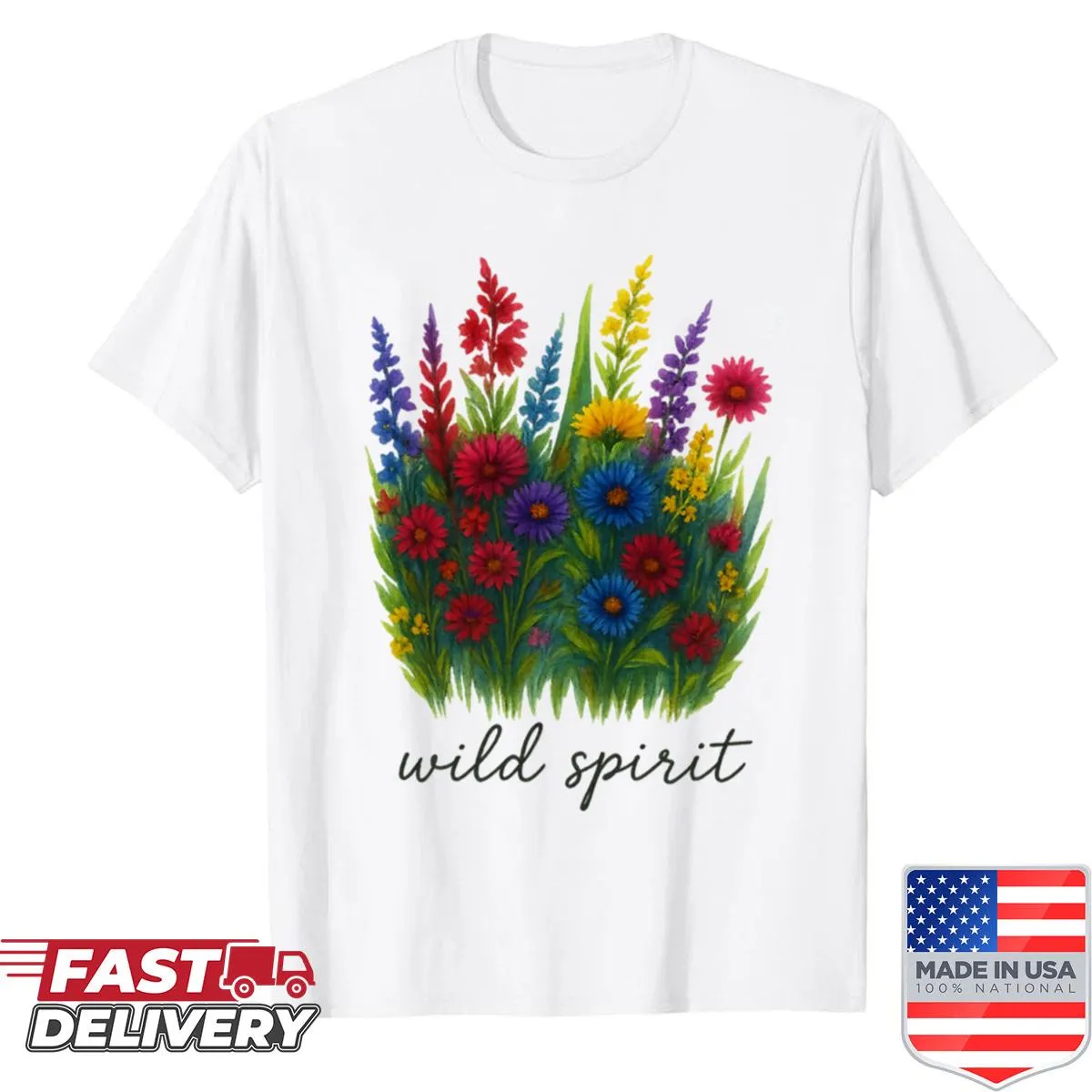 Watercolor wildflower design shirt for nature lovers