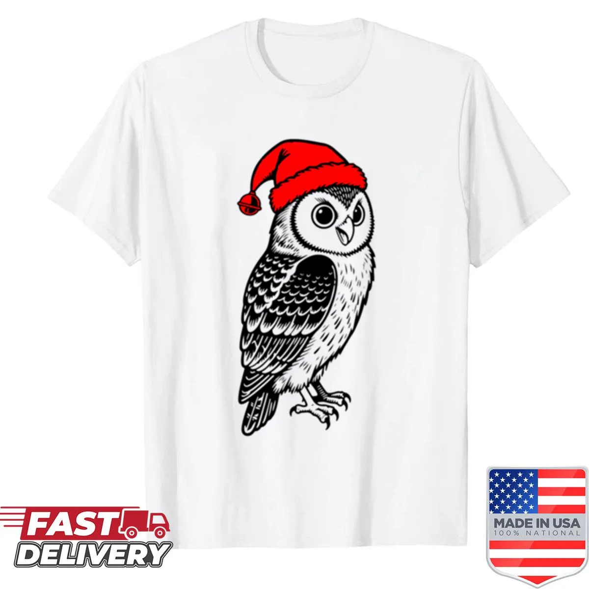Christmas shirt featuring a wise owl in festive attire