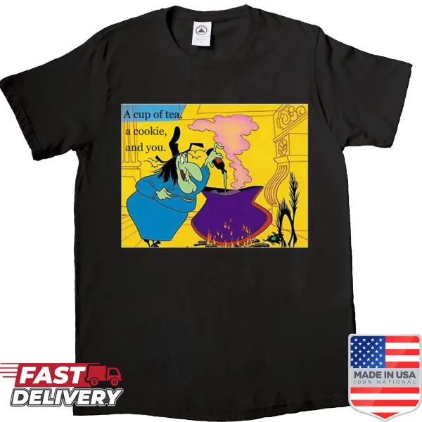 Cute Witch Hazel shirt featuring a witch with a cup of tea