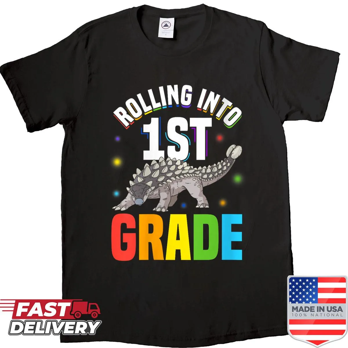 Womens t-shirt featuring an Ankylosaurus dinosaur design