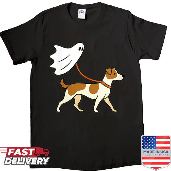 Cute flying ghost Jack Russell Terrier illustration on a pet shirt