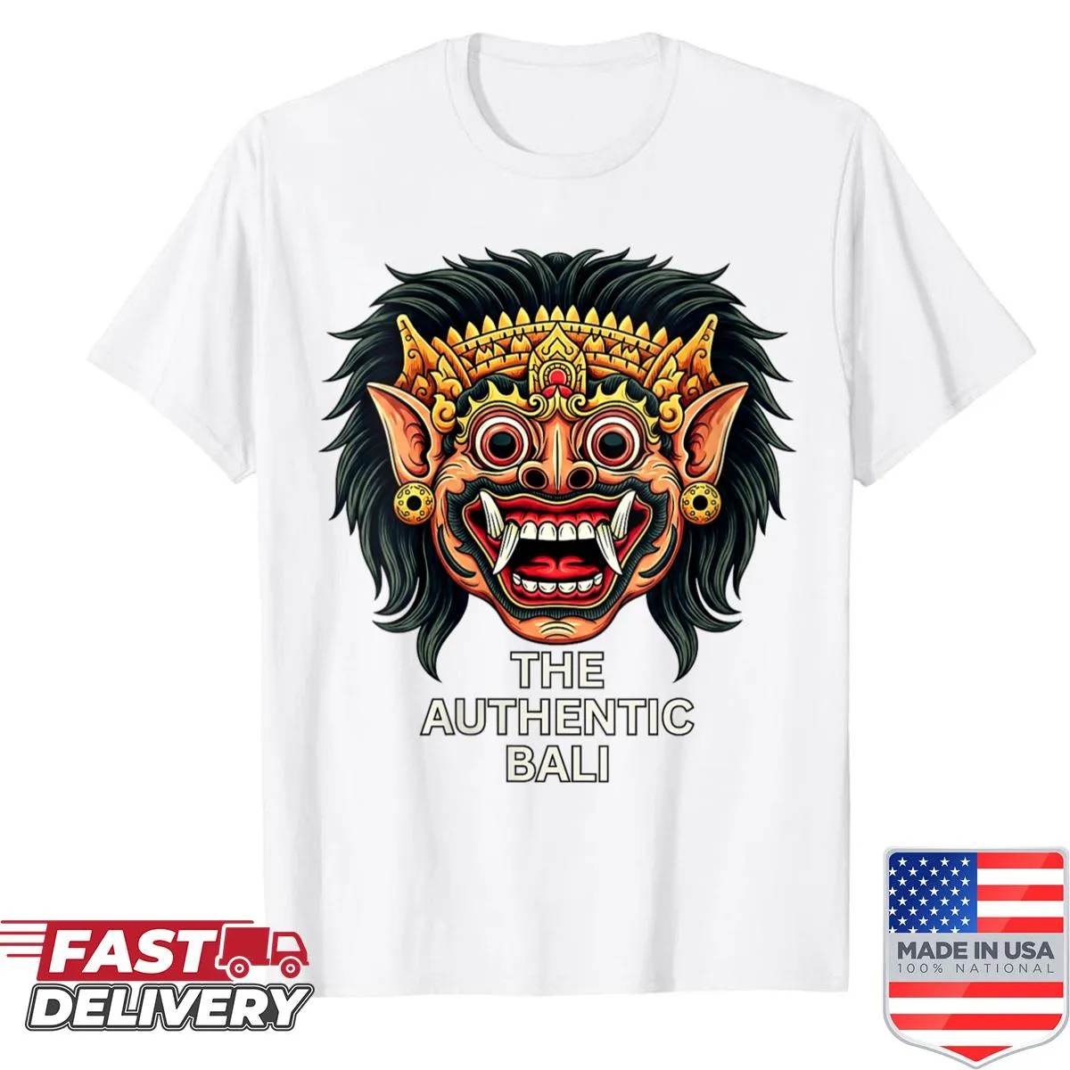 Shirt featuring an illustration of the Authentic Bali Barong Mask