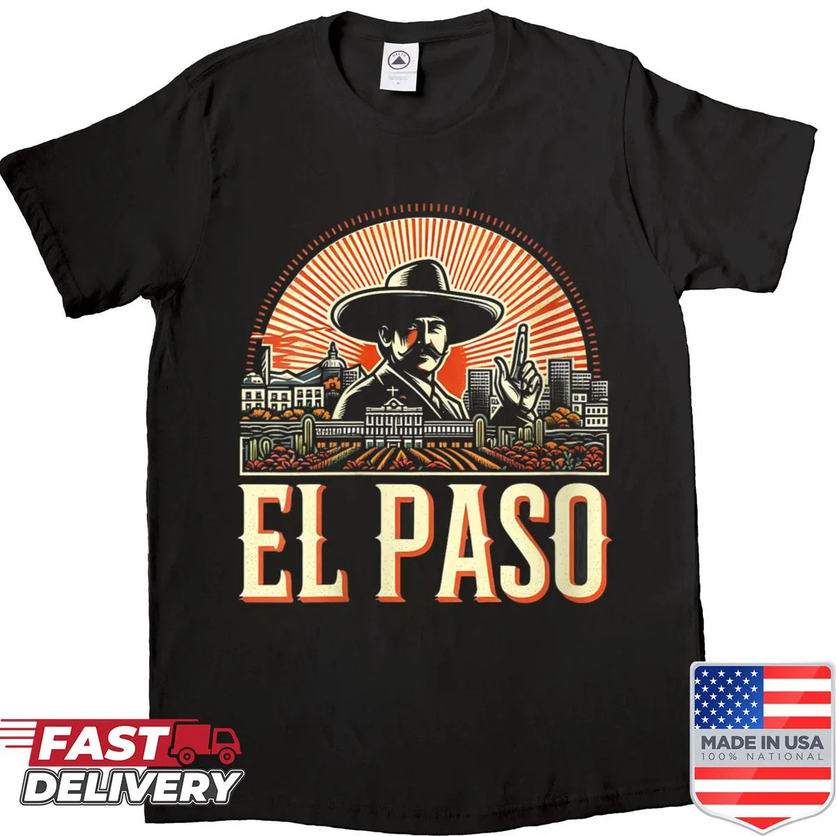 Vintage El Paso Texas shirt with a faded desert city graphic