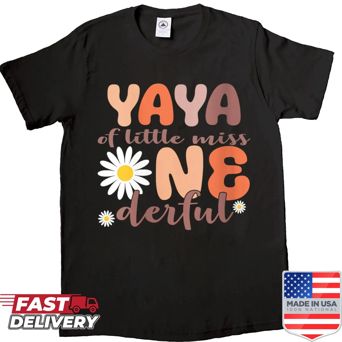 Cute shirt with 'Yaya Of Little Miss Onederful' and daisies