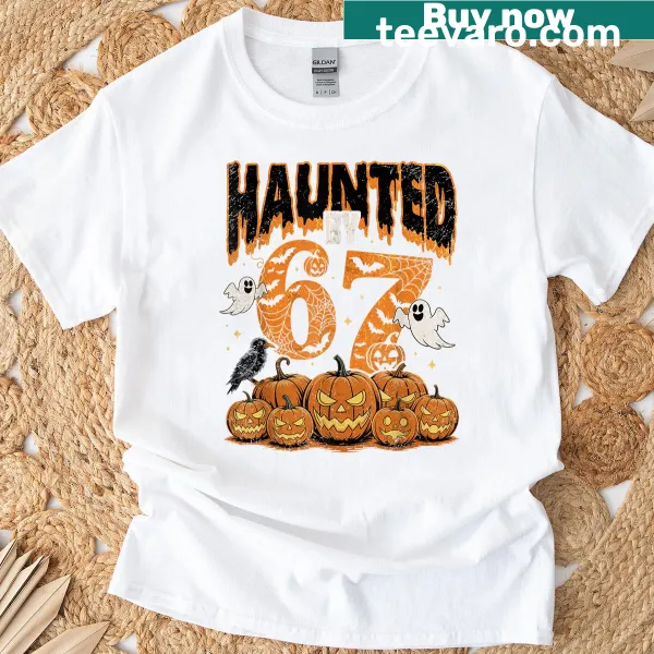 Cartoon Halloween T-shirt featuring meme culture and spooky themes