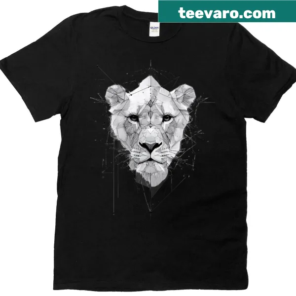 Oversized T-shirt featuring abstract geometric lion illustration