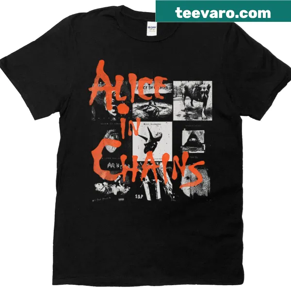 Minimalist t-shirt featuring an artistic grid of album covers