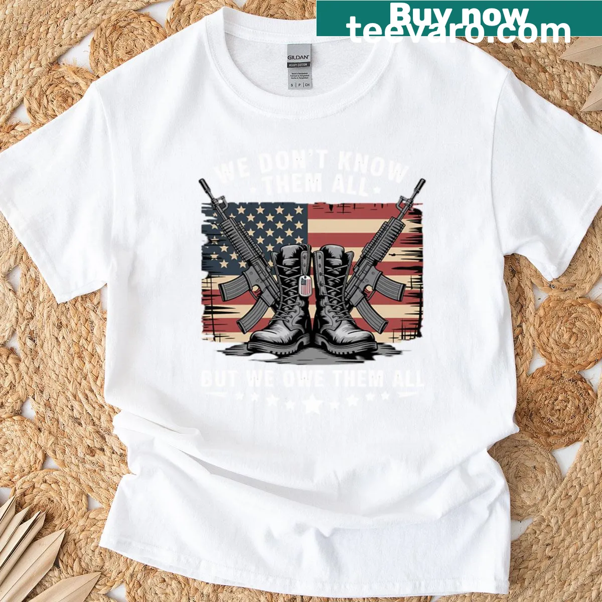 Patriotic Veteran Day t-shirt with emblematic graphic honoring service — on a men's t-shirt