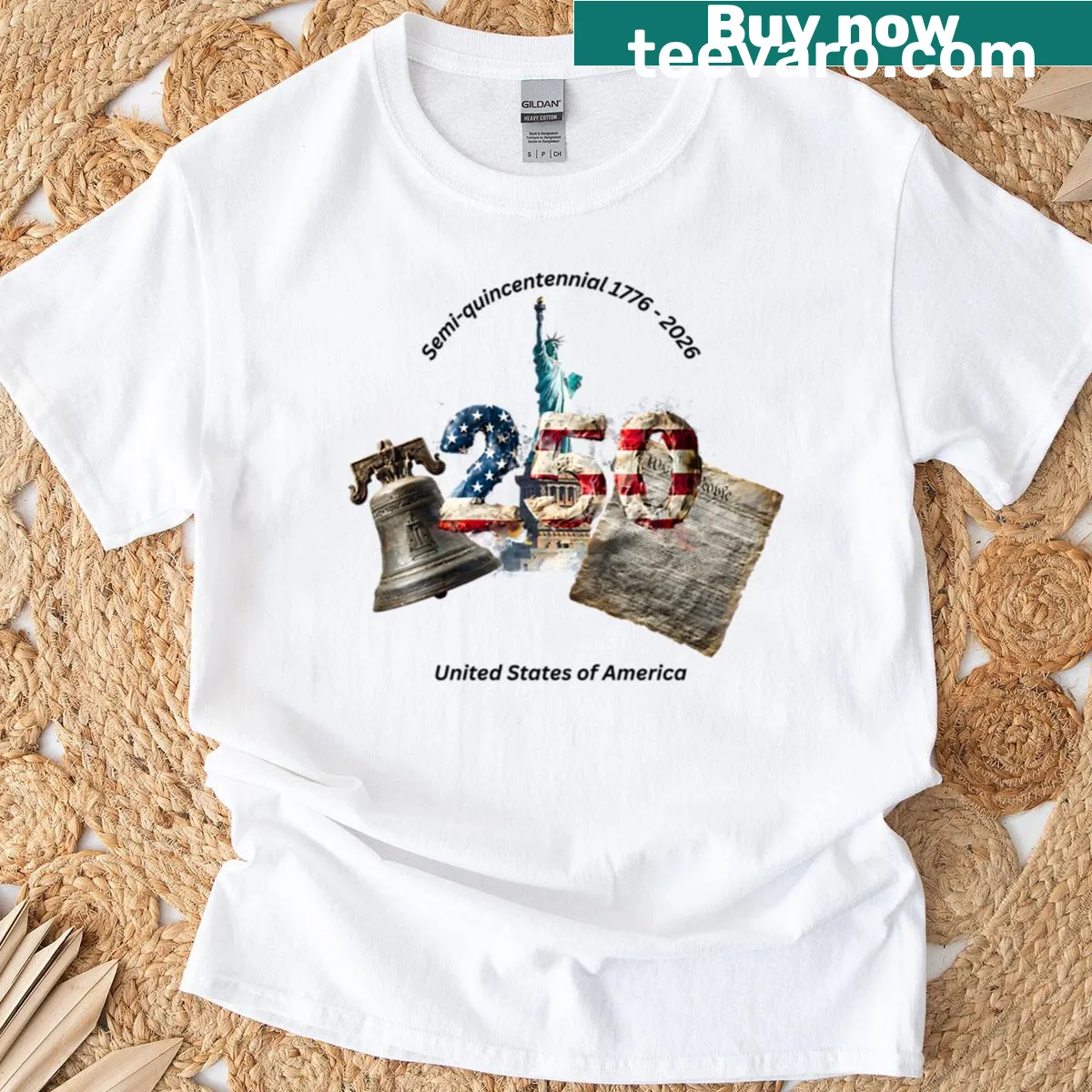 Commemorative America250 design on an oversized t-shirt — on a men's t-shirt