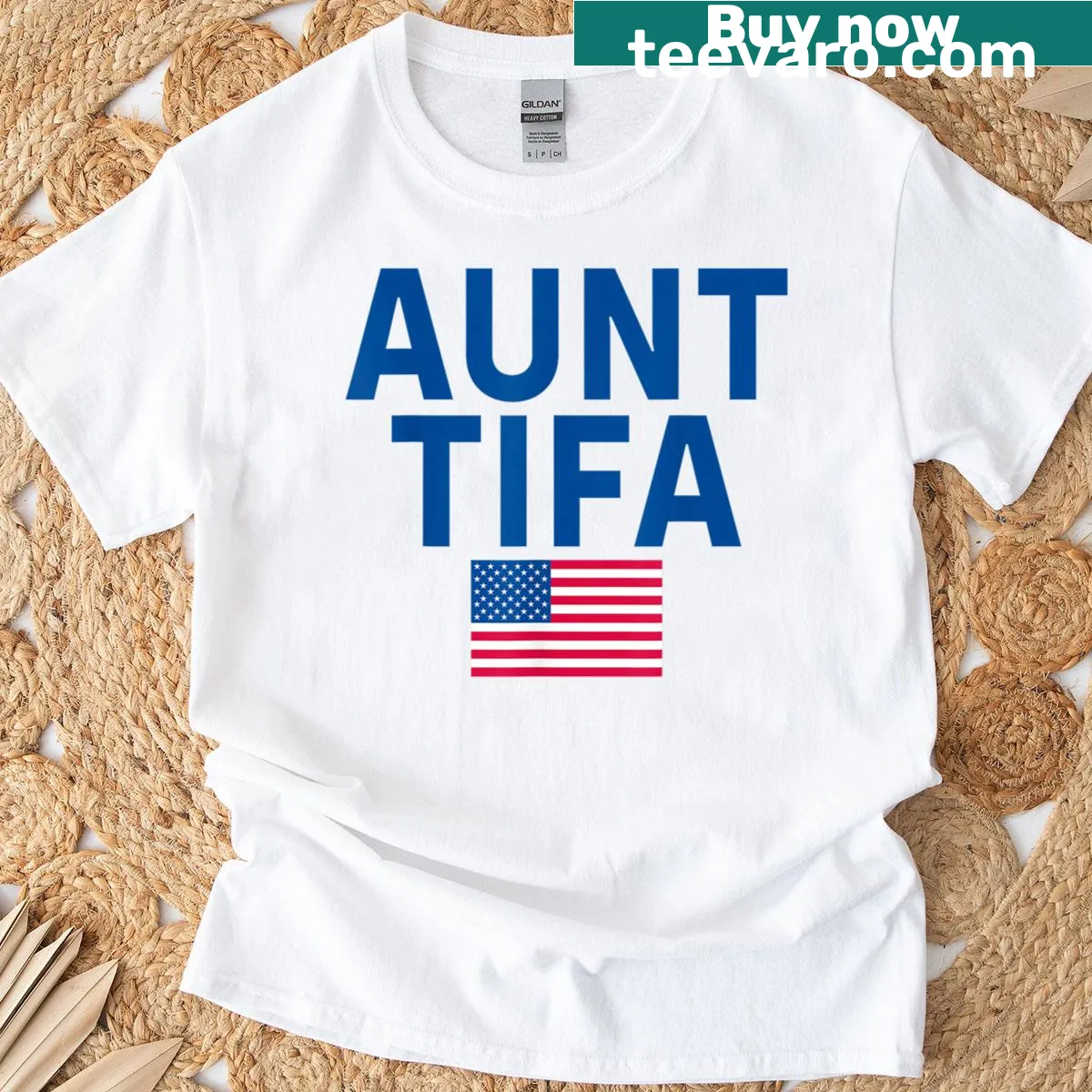 Cute Aunt Tifa T-shirt with playful typography — on a men's t-shirt