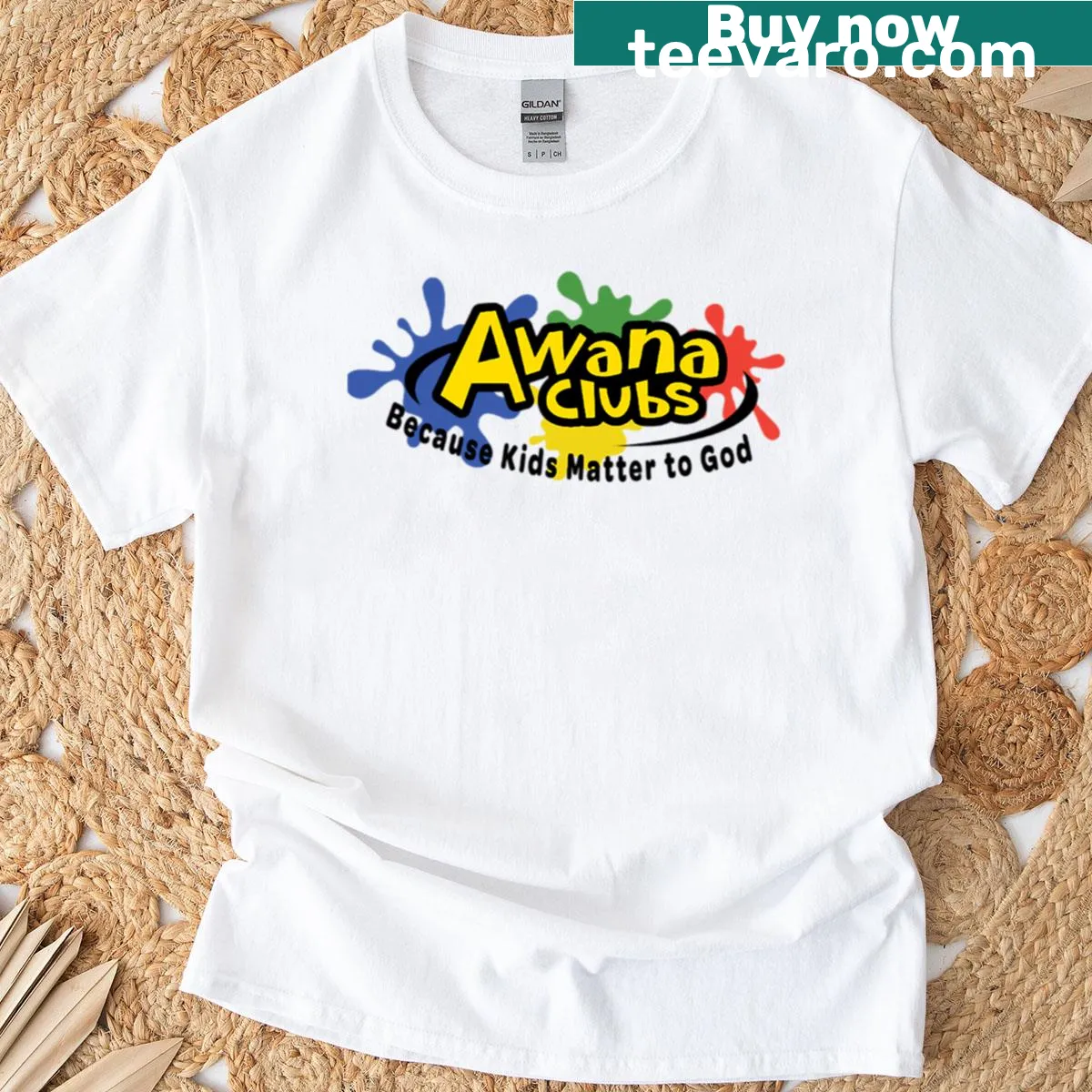 Illustrative Awana Club T-shirt for children's ministry — on a men's t-shirt