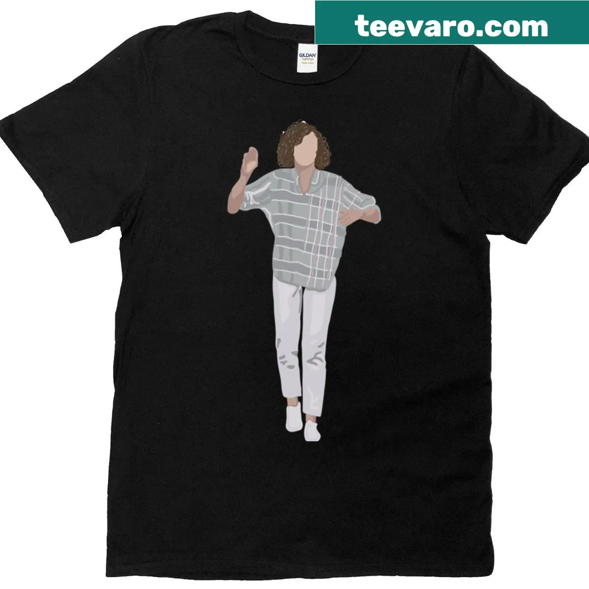 Oversized t-shirt featuring playful dance-themed graphic for kids — on a men's t-shirt