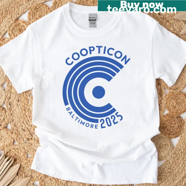 Typography-based shirt featuring Baltimore Coopticon 2025