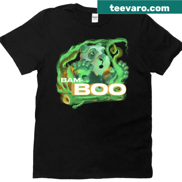 Cartoon panda in a Halloween costume on a kids' T-shirt