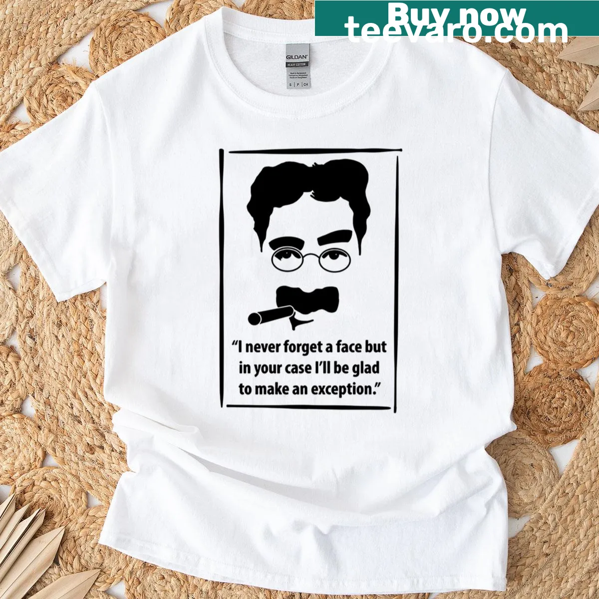 Vintage comic-style music band T-shirt with humorous graphics — on a men's t-shirt