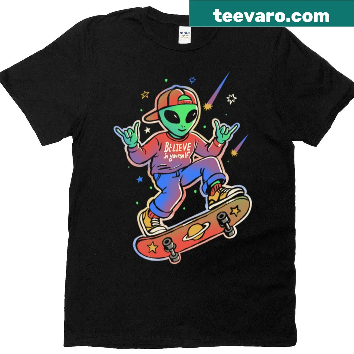 Inspirational Believe In Yourself t-shirt with motivational text — on a men's t-shirt