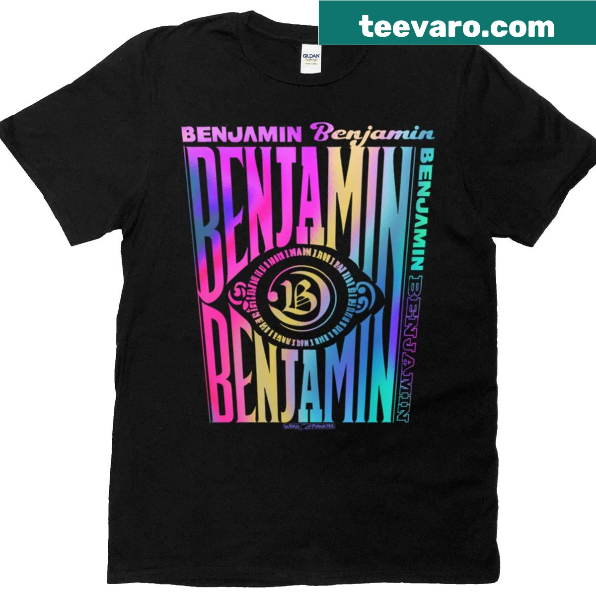Oversized T-shirt featuring the name 'Benjamin' in a stylish design — on a men's t-shirt