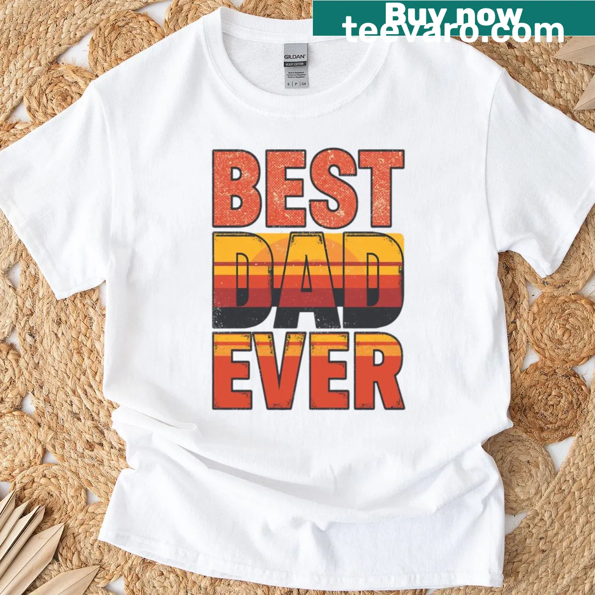 Retro typography T-shirt that reads 'Best Dad Ever' — on a men's t-shirt