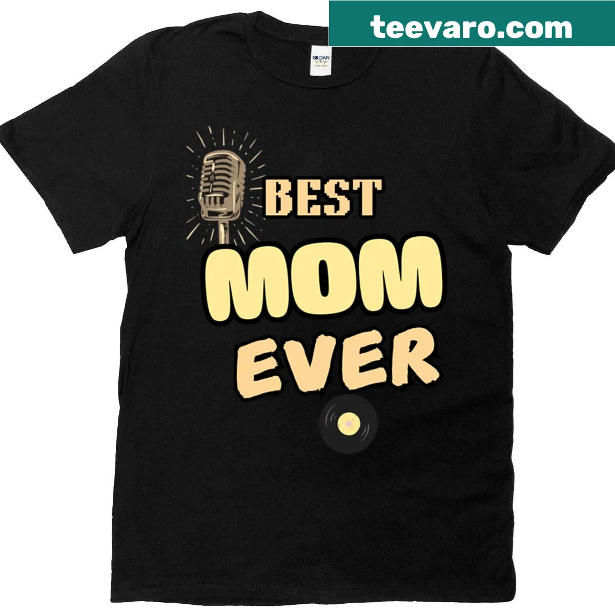 Retro microphone and vinyl record design on a Mother's Day t-shirt — on a men's t-shirt