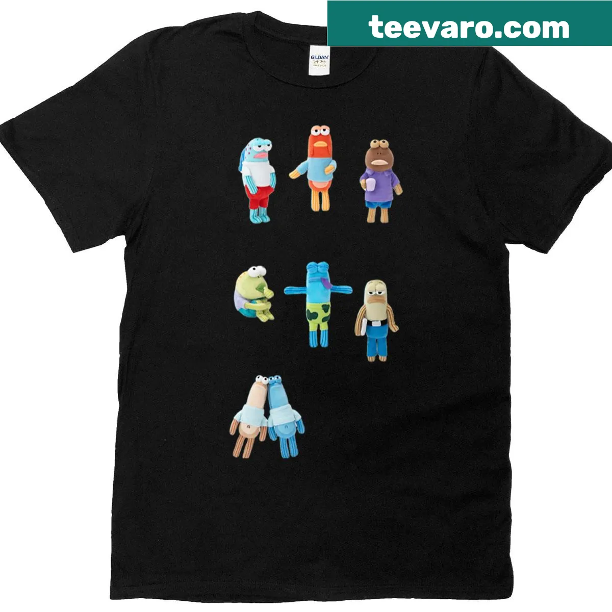 Oversized T-shirt featuring Spongebob and friends — on a men's t-shirt