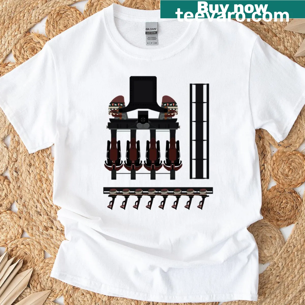T-shirt featuring Black Mamba coaster design — on a men's t-shirt