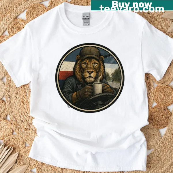 T-shirt featuring a badge emblem supporting truck drivers
