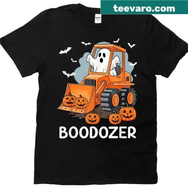 Cute Halloween T-shirt with a ghost bulldozer graphic