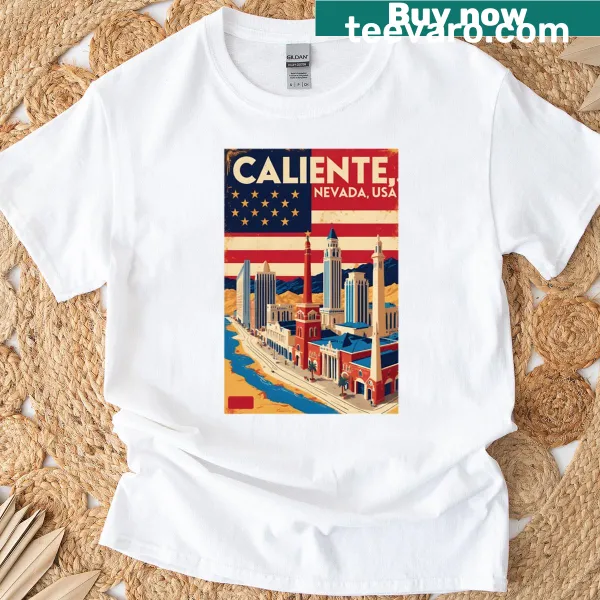 Vintage travel graphic of Caliente, Nevada on a T-shirt