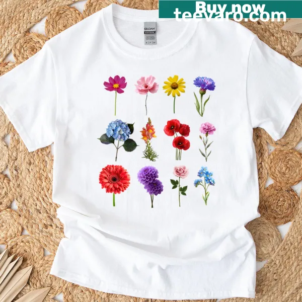 Botanical floral illustration pattern on an oversized t-shirt
