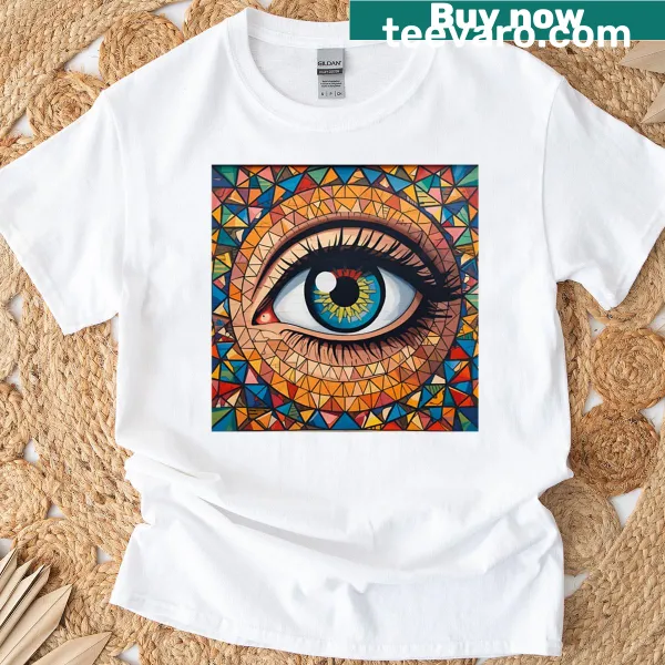 Artistic eye mural design on a stylish T-shirt