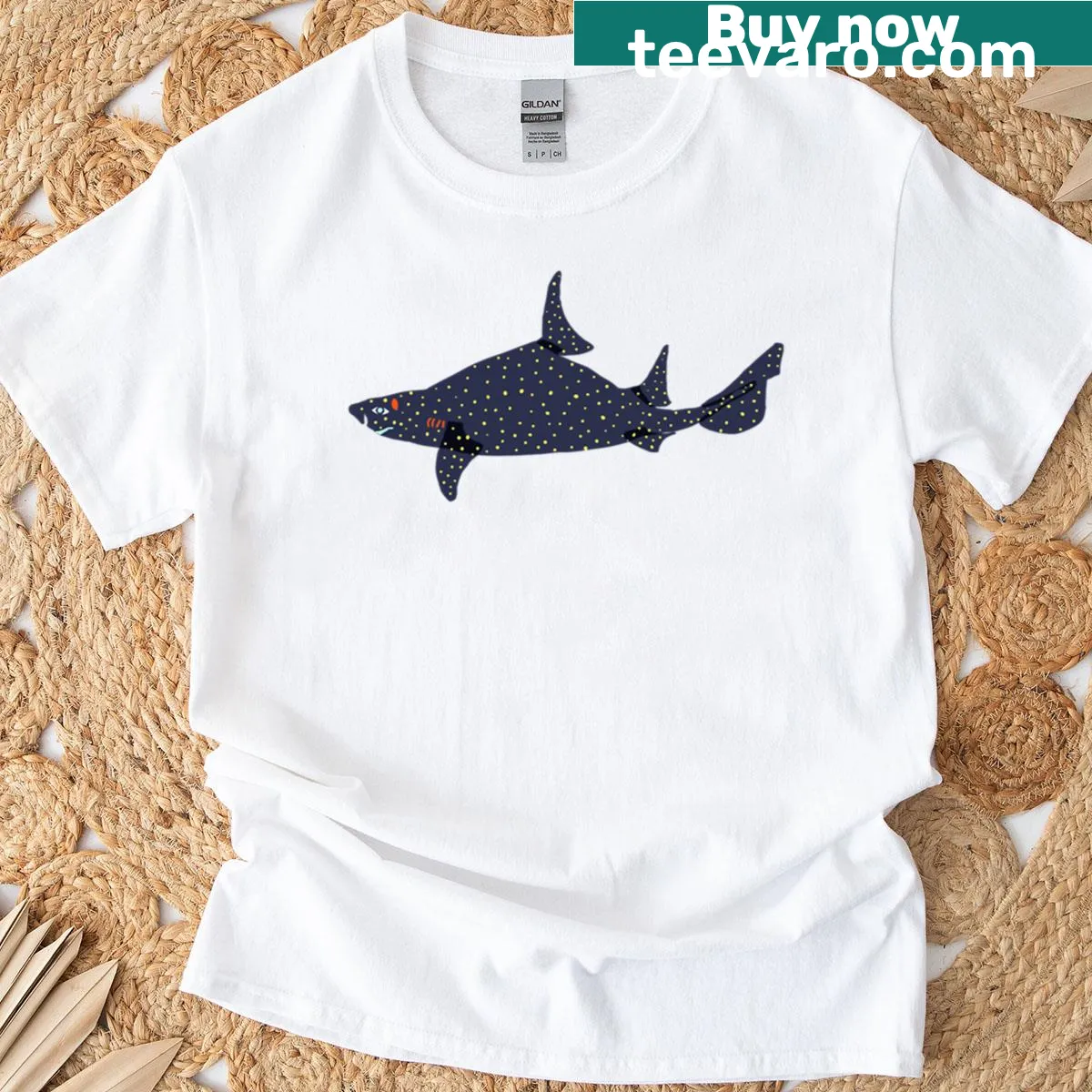 Illustration of a roughskin dogfish on a stylish T-shirt — on a men's t-shirt
