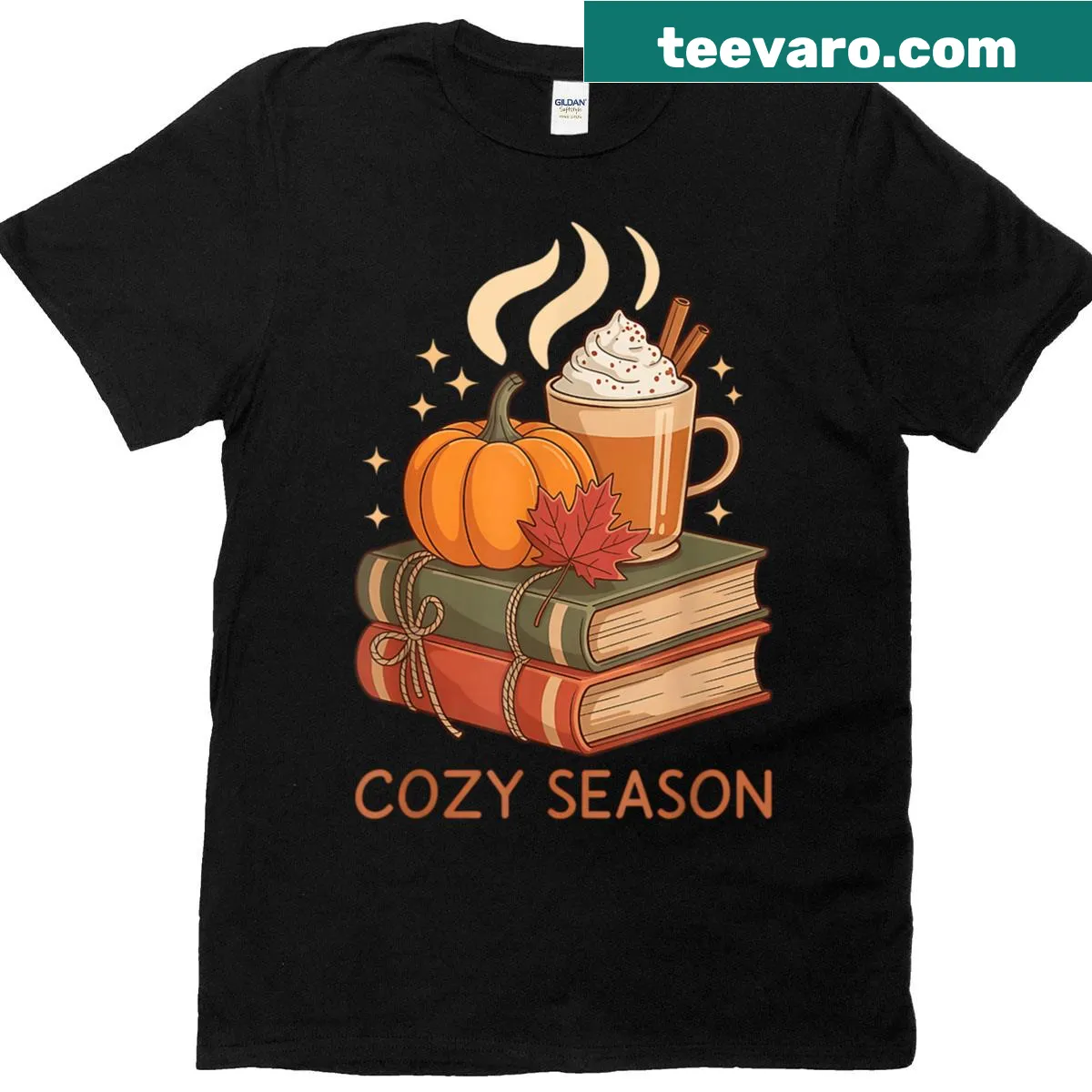 Pumpkin graphic on a cozy season T-shirt for women — on a men's t-shirt