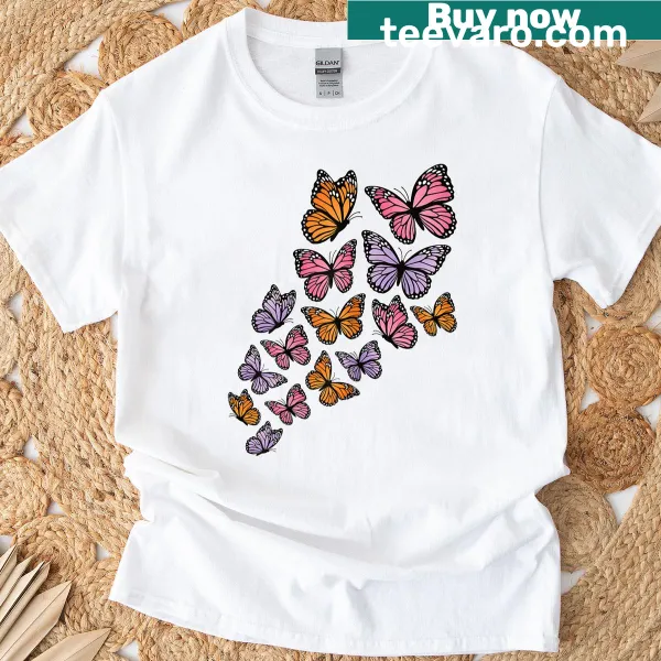 Illustration of butterflies on a T-shirt for butterfly lovers