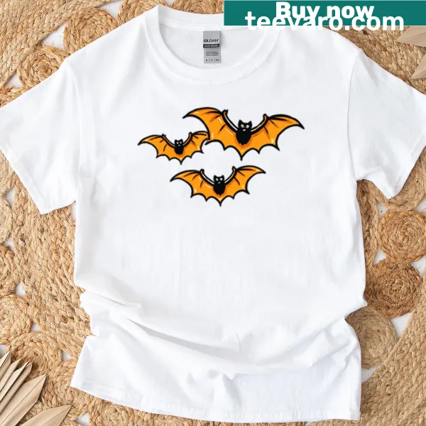 Cartoon Halloween bats illustration on a fun graphic tee