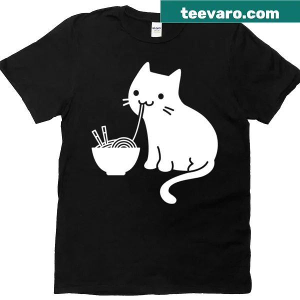 Illustration of a cute cat enjoying a bowl of ramen