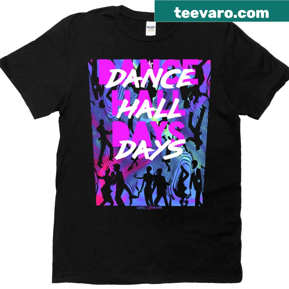 Retro dance hall themed T-shirt celebrating music and movement — on a men's t-shirt