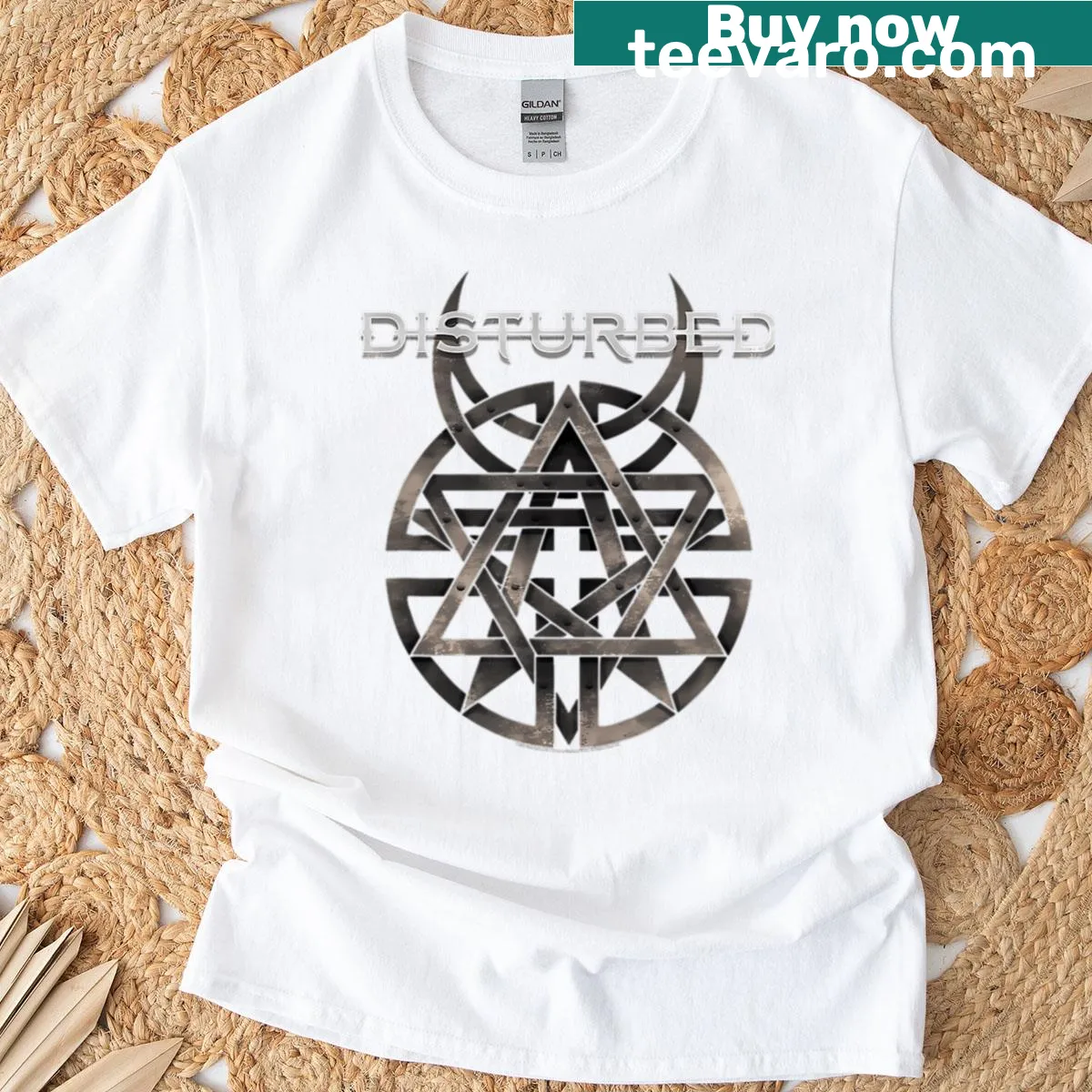 Disturbed T-shirt featuring the band's iconic logo prominently displayed — on a men's t-shirt