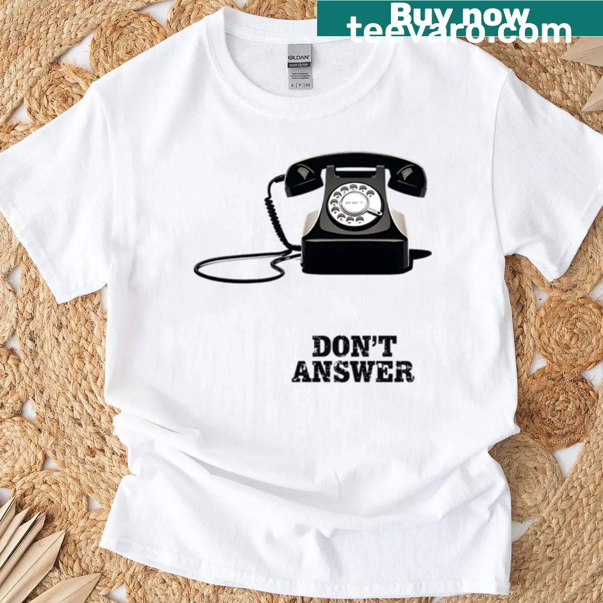 Vintage horror tee featuring a retro phone and urban legend imagery — on a men's t-shirt