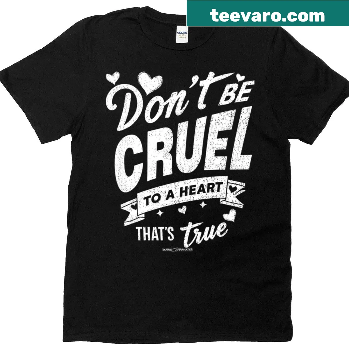 T-shirt featuring the phrase 'Don't Be Cruel' in striking typography. — on a men's t-shirt