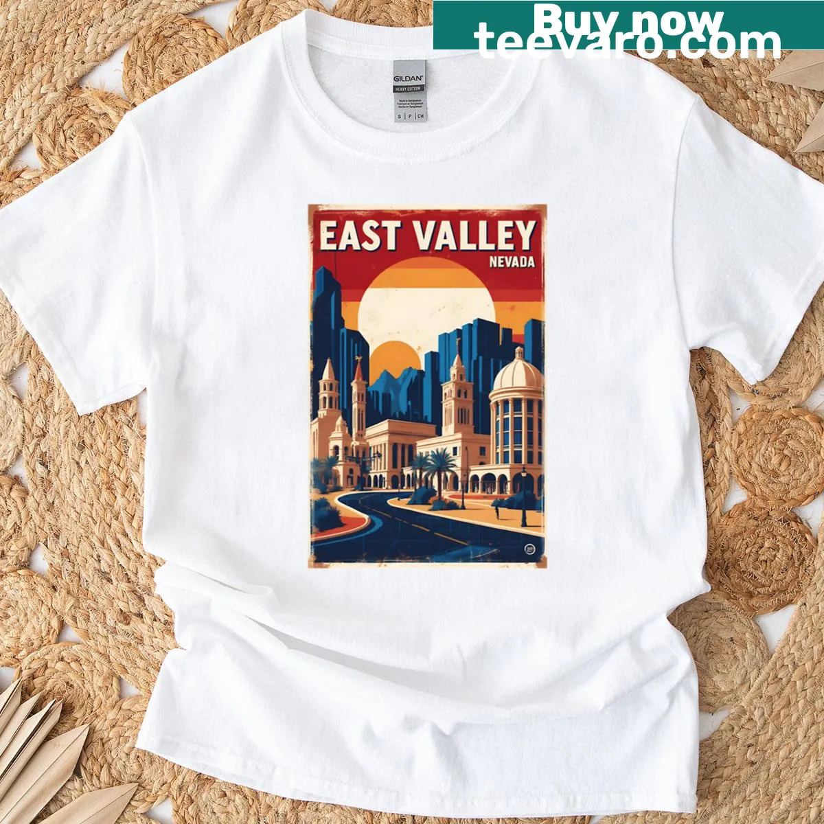 Vintage travel t-shirt featuring East Valley Nevada from the 1950s — on a men's t-shirt