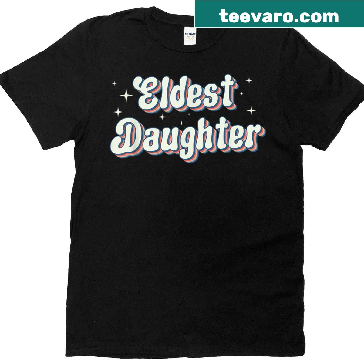 Funny Eldest Daughter title in a groovy typography style — on a men's t-shirt